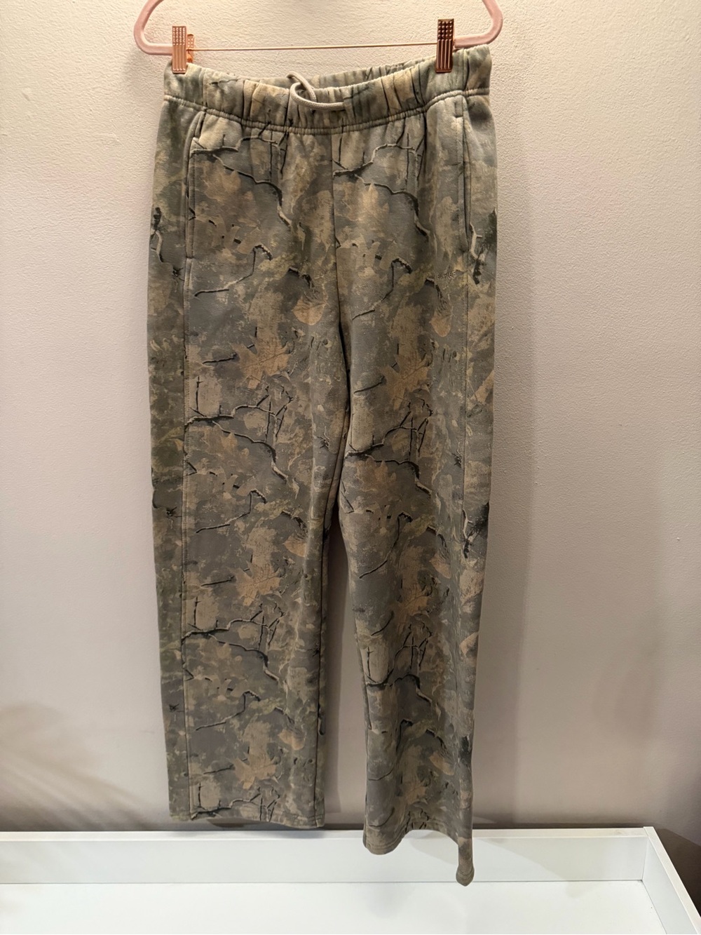 Garage Mens Camo Fleece Sweatpants Forest Leaf Print Straight Leg Green Brown M